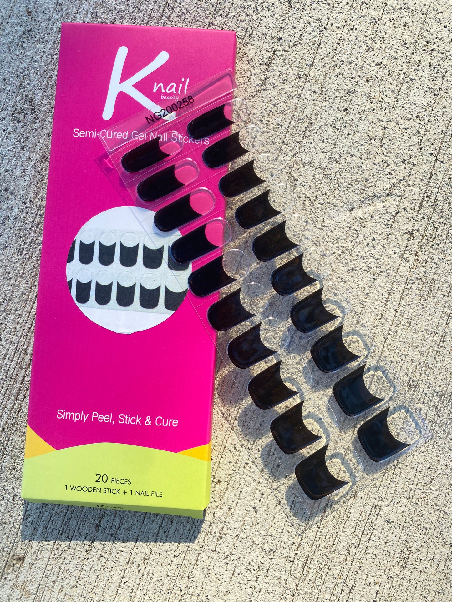 Black French Tip DIY Semi-Cured Gel Nail Sticker Kit