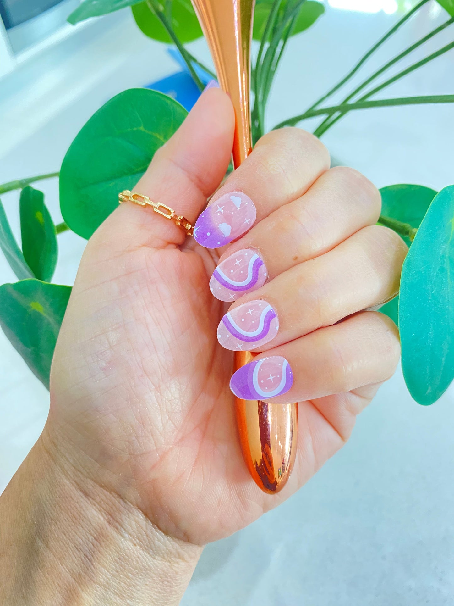 Celestial Purple Nude Swirl DIY Semi-Cured Gel Nail Sticker Kit