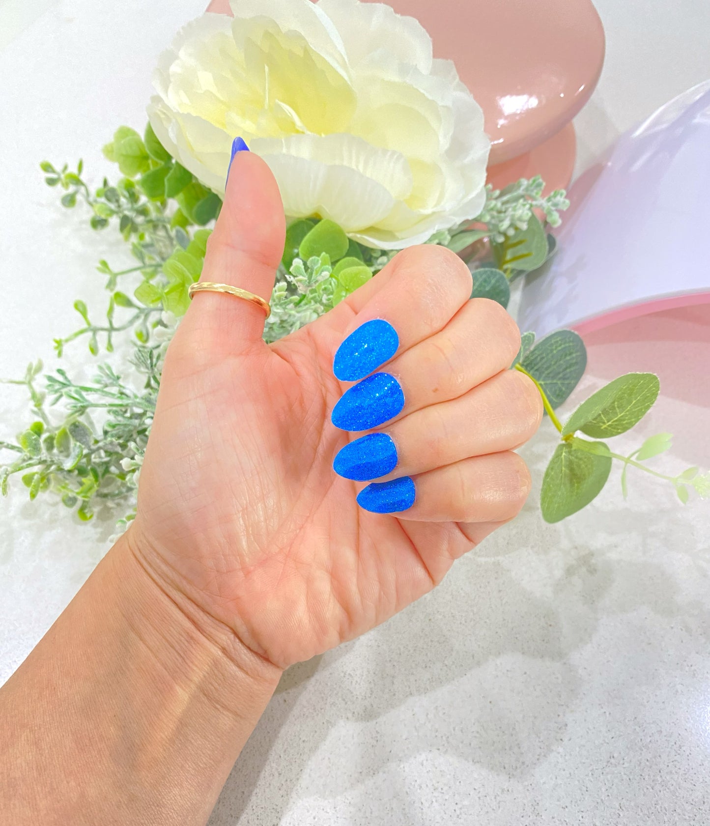 Glittering Blue Lagoon DIY Semi-Cured Gel Nail Sticker Kit