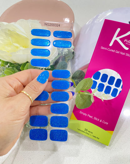 Glittering Blue Lagoon DIY Semi-Cured Gel Nail Sticker Kit