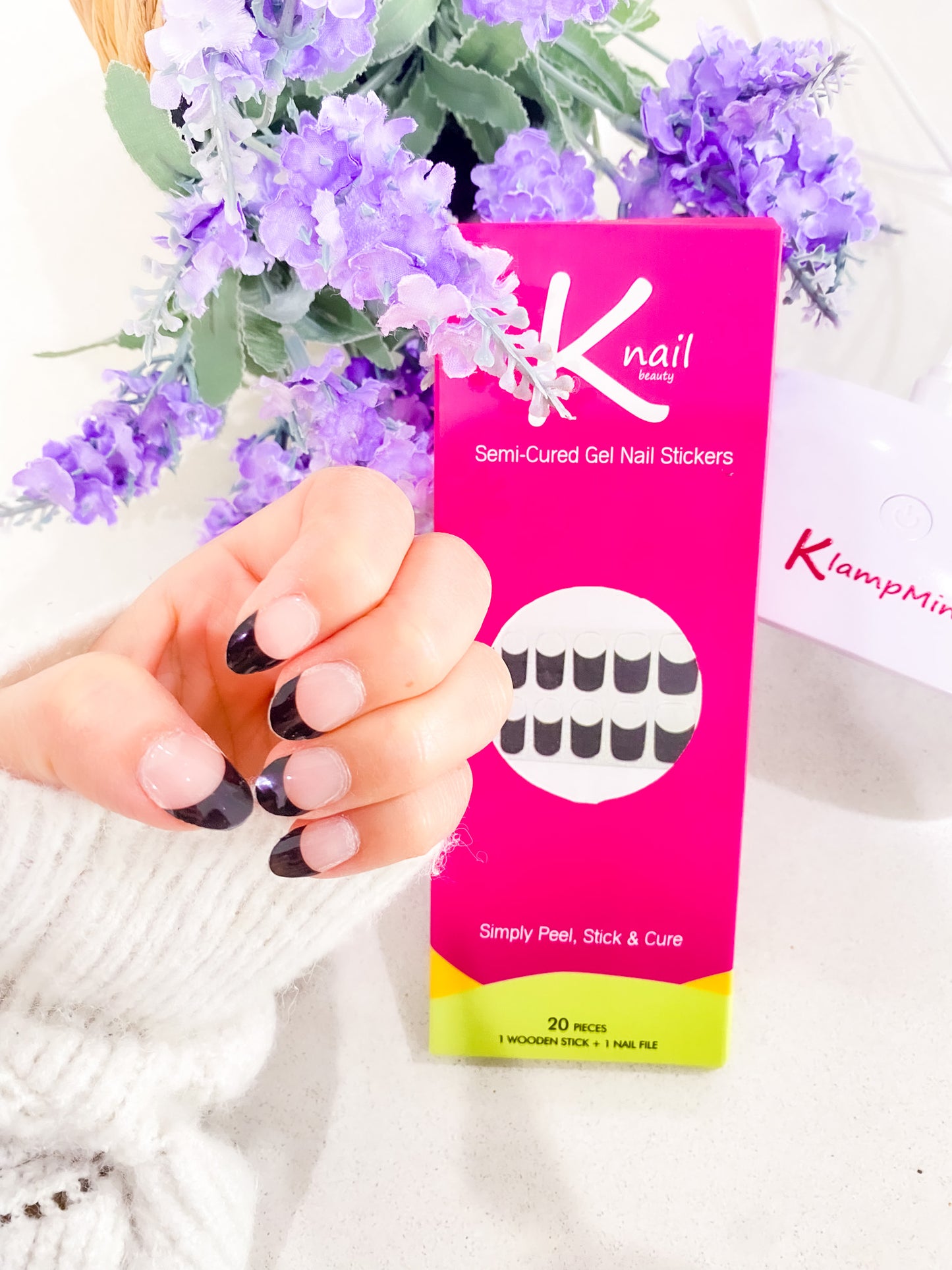 Black French Tip DIY Semi-Cured Gel Nail Sticker Kit