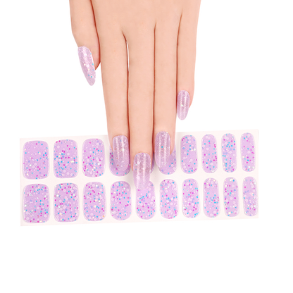 Iris Purple Shimmer Sparkles DIY Semi-Cured Gel Nail Sticker Kit