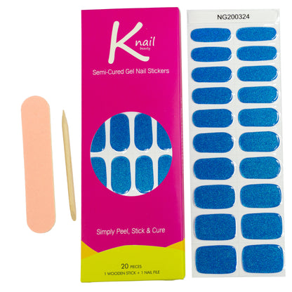 Glittering Blue Lagoon DIY Semi-Cured Gel Nail Sticker Kit