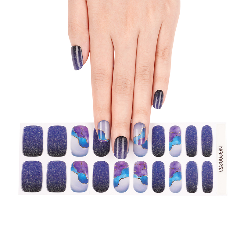 Purple Marble Velvet DIY Semi-Cured Gel Nail Sticker Kit