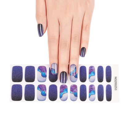 Purple Marble Velvet DIY Semi-Cured Gel Nail Sticker Kit