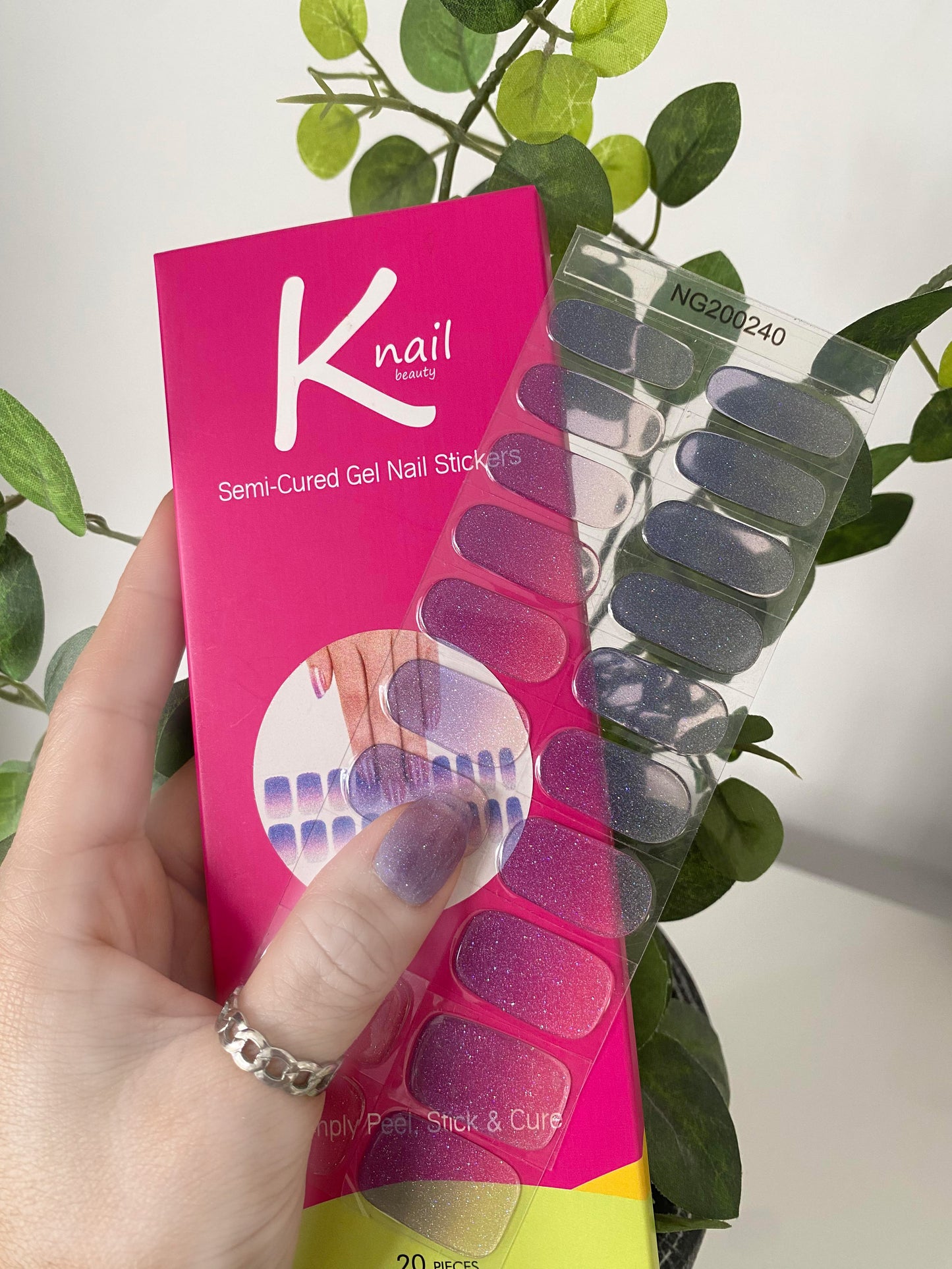 Purple Sparkle DIY Semi-Cured Gel Nail Sticker Kit