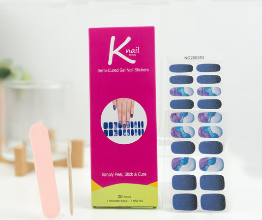 Purple Marble Velvet DIY Semi-Cured Gel Nail Sticker Kit