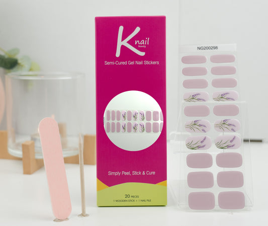 Baby Pink Lavender DIY Semi-Cured Gel Nail Sticker Kit