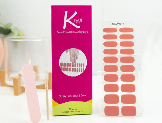 Coral Peach DIY Semi-Cured Gel Nail Sticker Kit